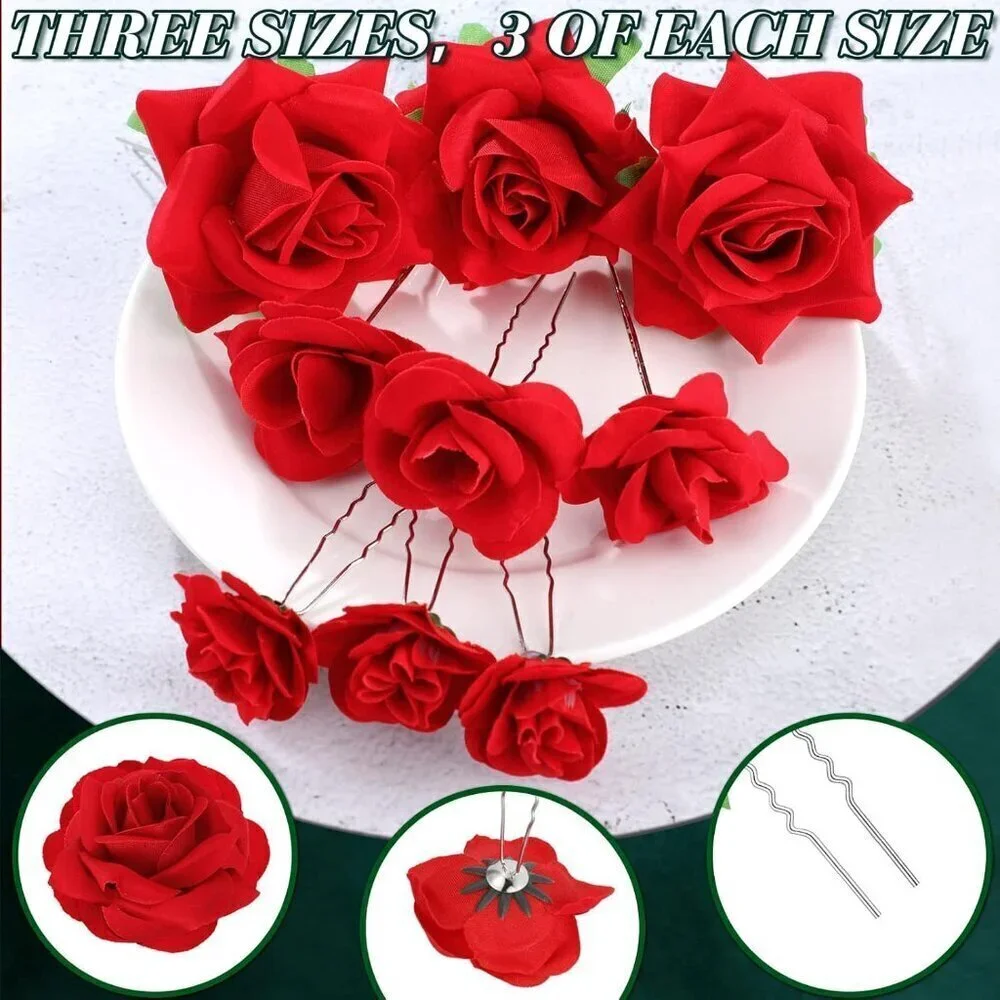12 Pcs Rose Hair Clip Mexican Hair Accessories for Flamenco Dancer Women Mexican